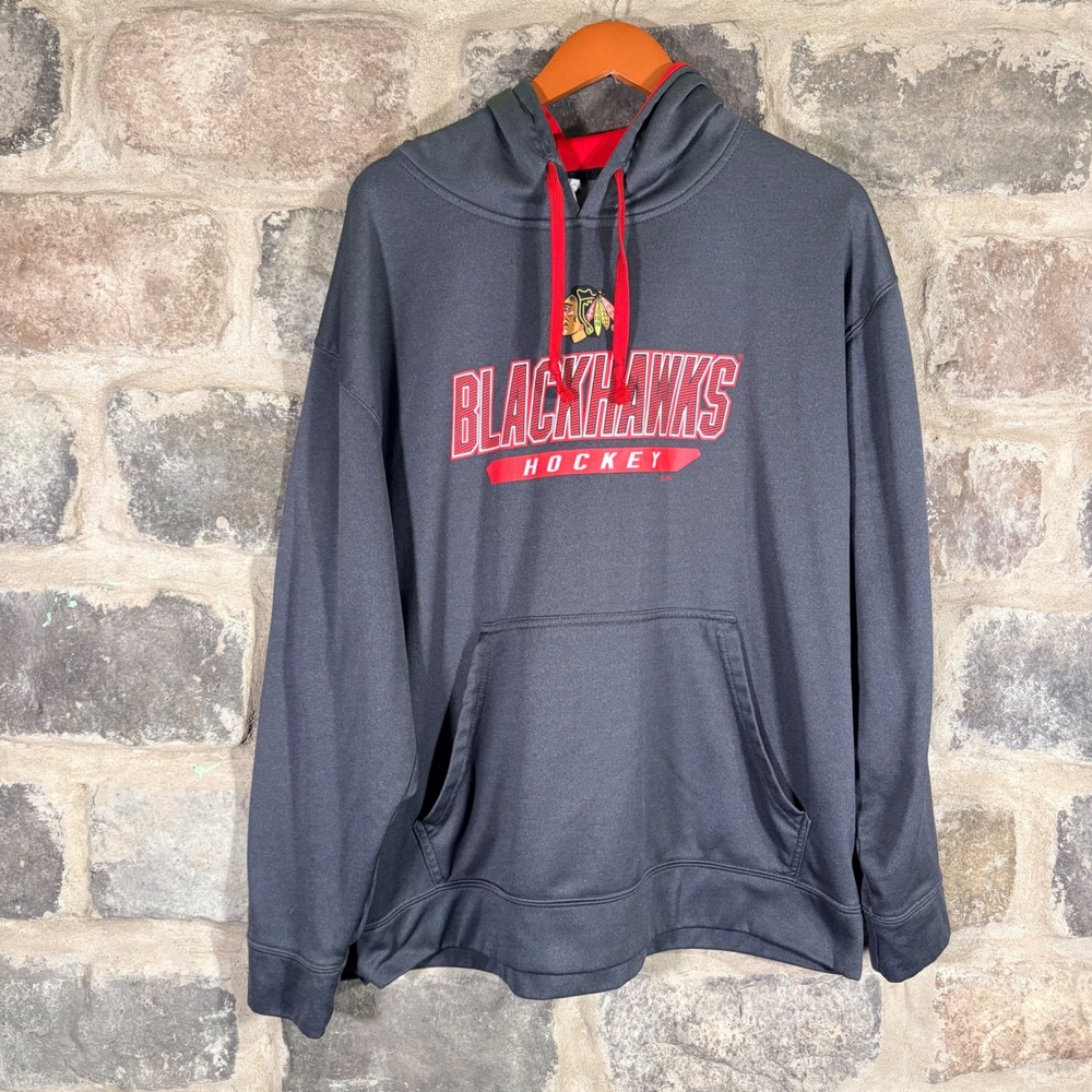 Men's Chicago Blackhawks Hockey Hoodie XL Gray Red NHL Official Licensed Sports‎